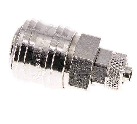 Laiton nickelé DN 7.2 (Euro) Coupleur d'air Douille 6x8 mm Écrou-union Double obturation