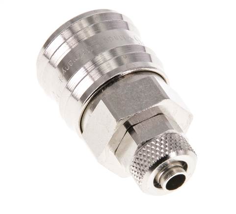 Laiton nickelé DN 7.2 (Euro) Coupleur d'air Douille 6x8 mm Écrou-union Double obturation