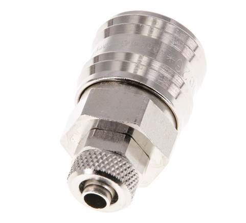 Laiton nickelé DN 7.2 (Euro) Coupleur d'air Douille 6x8 mm Écrou-union Double obturation