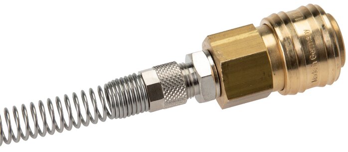 Laiton DN 7.2 (Euro) Coupleur d'air Douille 6x8 mm Écrou-raccord Double obturation Bend-Protect