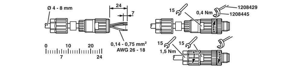 Phoenix Contact SACC-M Ronde (Industrial) Connecteur - 1424691