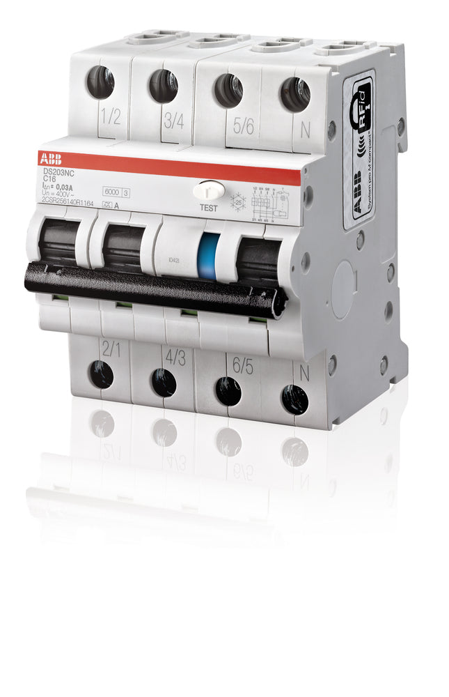 ABB 4-Pole RCBO B25 300mA Type A 6kA Circuit Breaker - 2CSR256140R3255