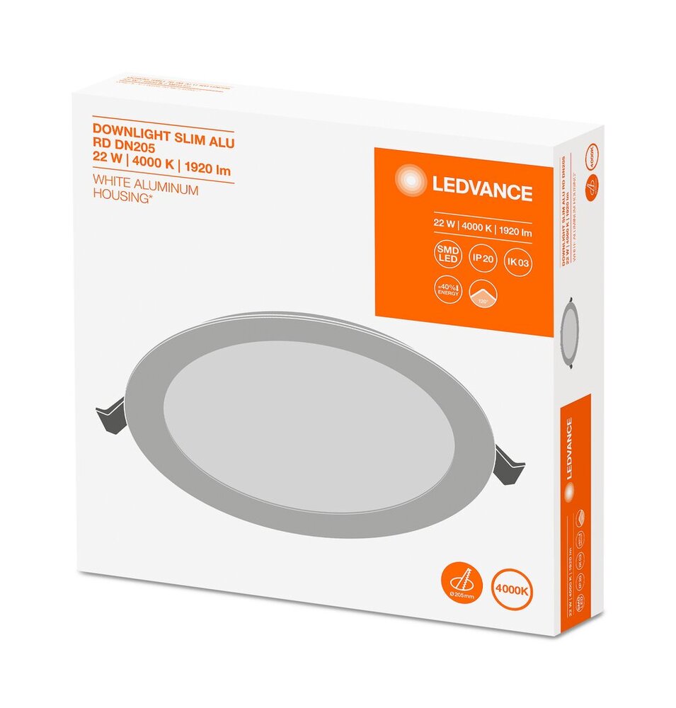 Ledvance Downlight Slim Lumière Rasante/Lumière Ponctuelle/ Lumière Diffuse - 4058075064027