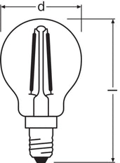 LED Classic P14 Filament Clear Globe 2.5W 827 - 4099854069215 [2 Pieces]