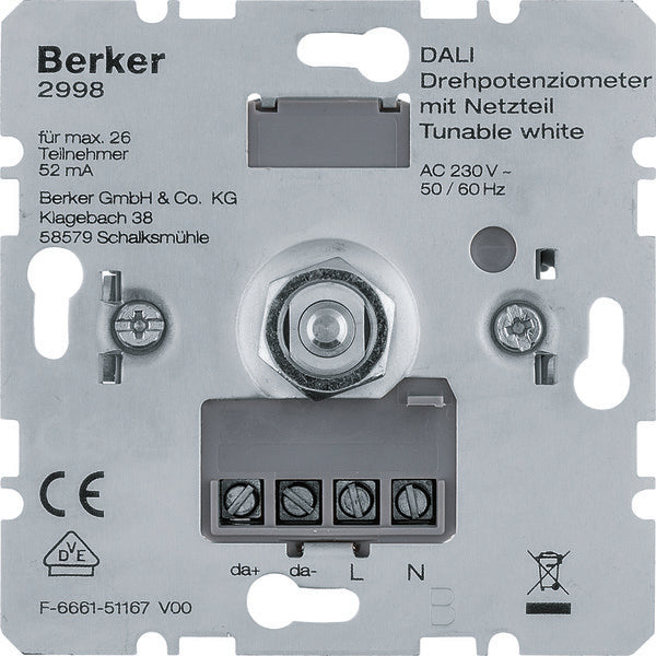 Hager Berker Potentiomètre Pour Système De Contrôle De L'Éclairage - 2998