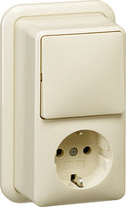 Gira Interrupteur combiné Prise murale avec plaque de montage Crème - 017610