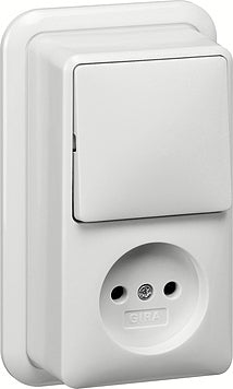 Gira Interrupteur combiné prise montage en saillie blanc pur - 047611