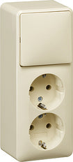 Gira Interrupteur combiné 2X Prise Montage mural Blanc crème - 018612