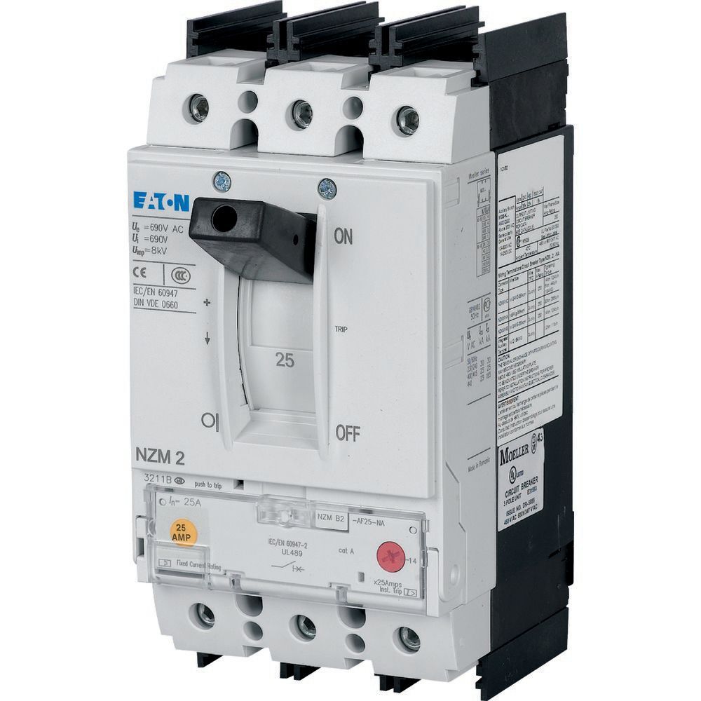 Eaton NZMB2 Disjoncteur 3P 60A 25KA Avec Bornes de Boîtier - 107619
