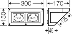 MI CB 14 Boîte de connexion 1x32A 1x63A 5 pôles 400V 6H CEE - Mi CB 14