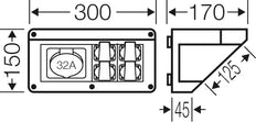 Hensel MI CB 17 Boîte de connexion 1x32A 5P 400V 4x16A 2P IP44 - Mi CB 17