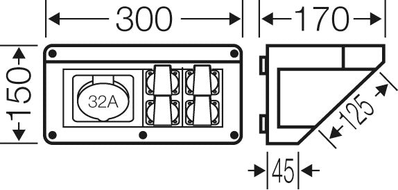 Hensel MI CB 17 Connection Box 1x32A 5P 400V 4x16A 2P IP44 - Mi CB 17