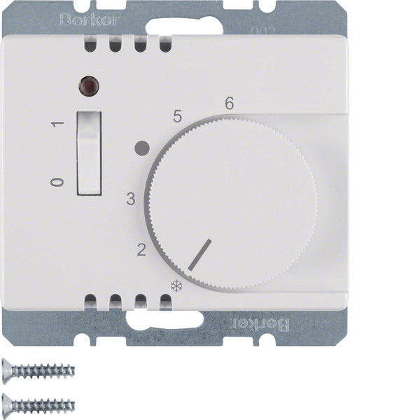 Thermostat d'ambiance Hager Berker avec contact NF et interrupteur LED - 20300069