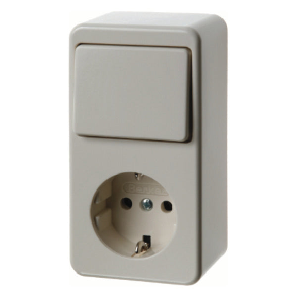 Hager Berker Combination Change-Over Switch with SCHUKO Outlet White - 479640