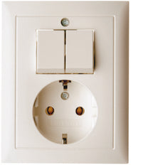 Hager Berker S1 SCHUKO Socket Outlet With Cover Plate Glossy White - 6143558942