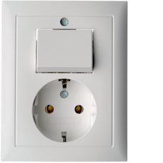 Hager Berker S1 Combination Switch Socket Outlet Polar White Matte - 6143561949