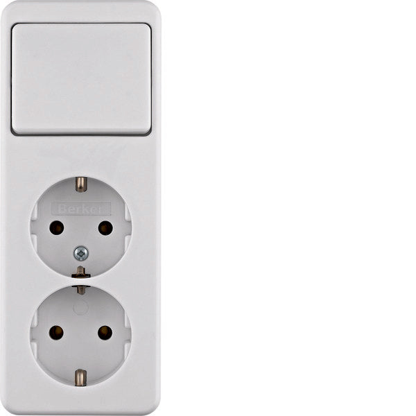 Hager Berker Switch Combination Double Outlet Socket Surface Mounted - 61402649