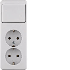 Hager Berker Switch Combination Double Outlet Socket Surface Mounted - 61402649