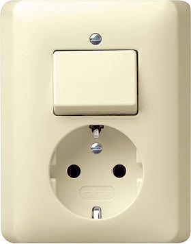 Gira Standard 55 Interrupteur combine Prise encastree Crème Blanc - 017601