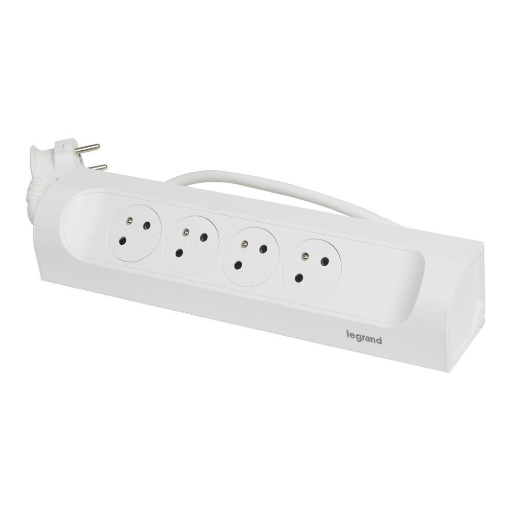 Legrand 90 Degree Mountable Socket 4x2P With Earth 1m Cord White - 049404 [5 Pieces]