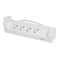 Legrand 90 Degree Mountable Socket 4x2P With Earth 1m Cord White - 049404 [5 Pieces]