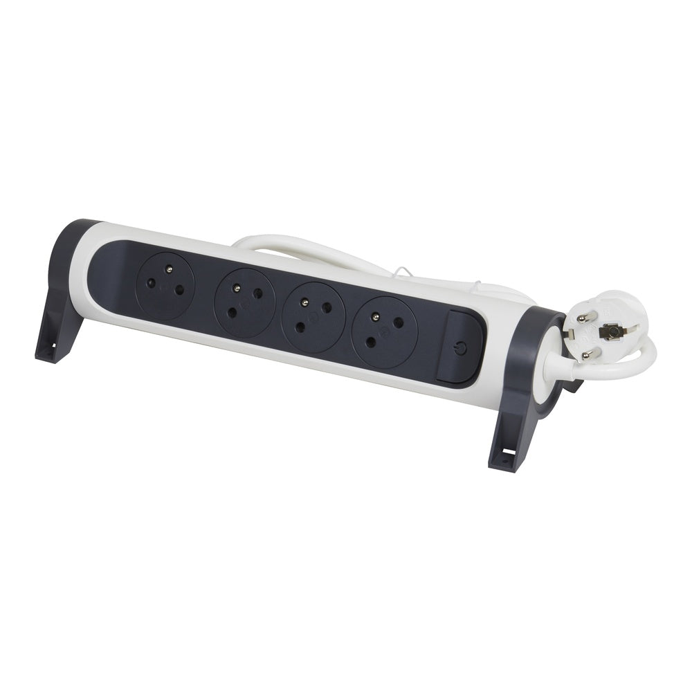 Legrand Premium 4x2P Socket With 3m Cord - Black White - 049459 [5 Pieces]