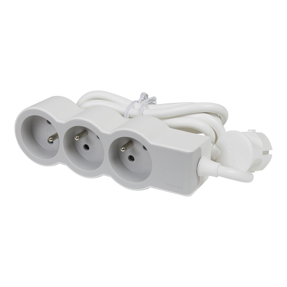 Legrand Standard Socket 3x2P + Ground With 1.5m White-Grey - 049471 [10 Pieces]