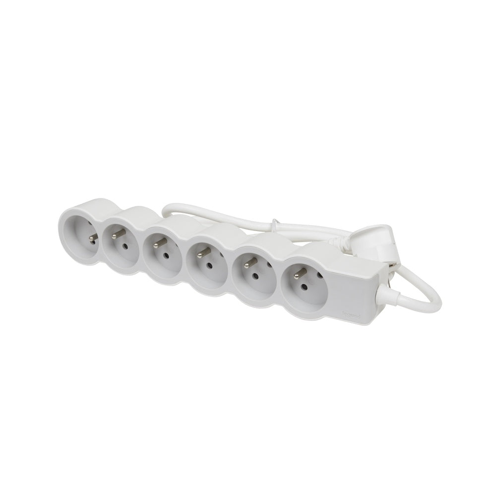 Legrand Standard 6x2P Socket With 3M Cord - White-Grey - 049494 [10 Pieces]