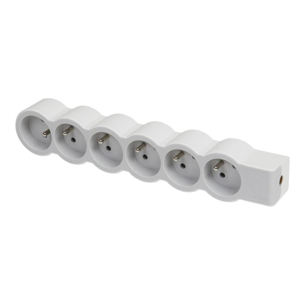 Legrand Standard Socket 6x2P With Ground Without Cord White-Grey - 049499 [10 Pieces]