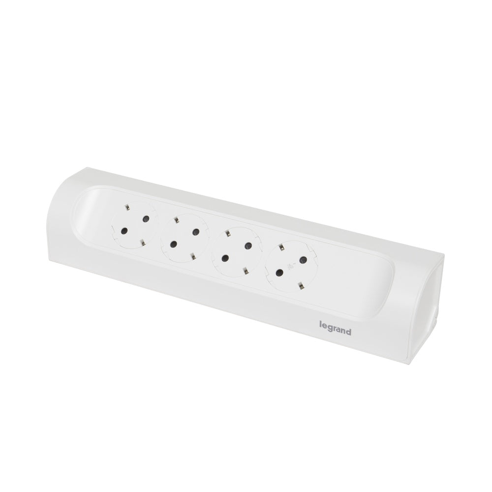 Legrand 90 Degree Mountable Socket 4x2P+A Without Cord White - 694503 [5 Pieces]