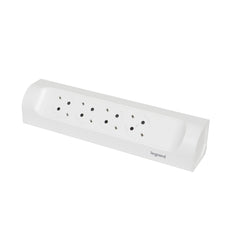 Legrand 90 Degree Mountable Socket 4x2P+A Without Cord White - 694503 [5 Pieces]