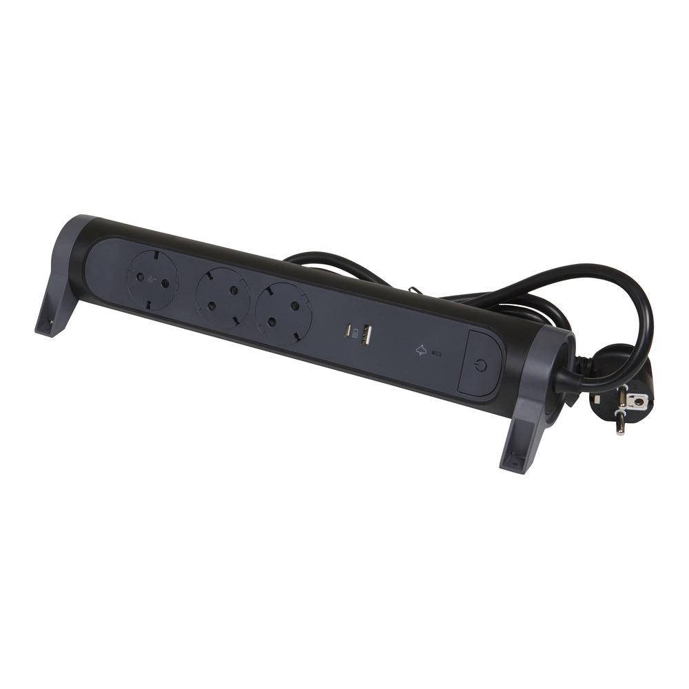 Legrand Mountable And Rotatable USB A+C OSB 3x2P+A 1.5m Black - 694512 [5 Pieces]