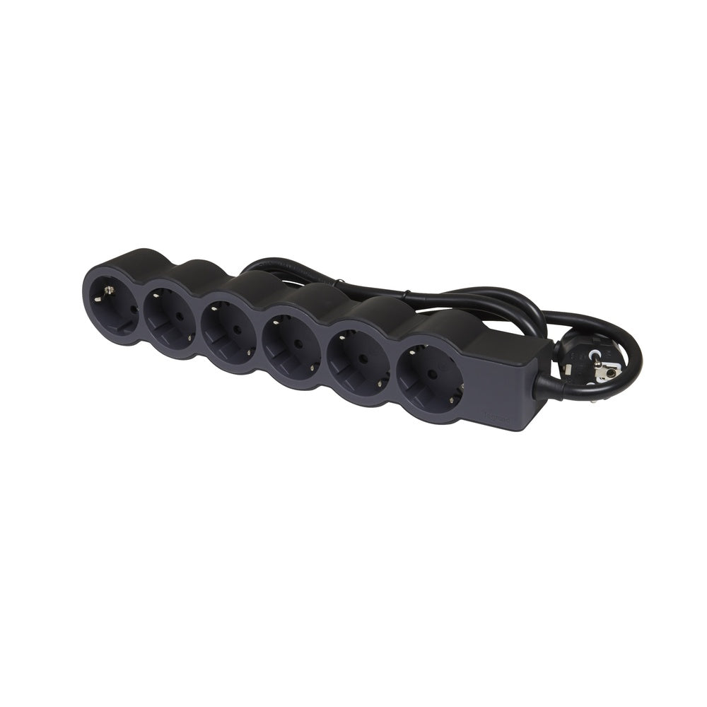 Legrand Standard Socket 6x2P+A 1.5M Black Cable - 694558 [10 Pieces]