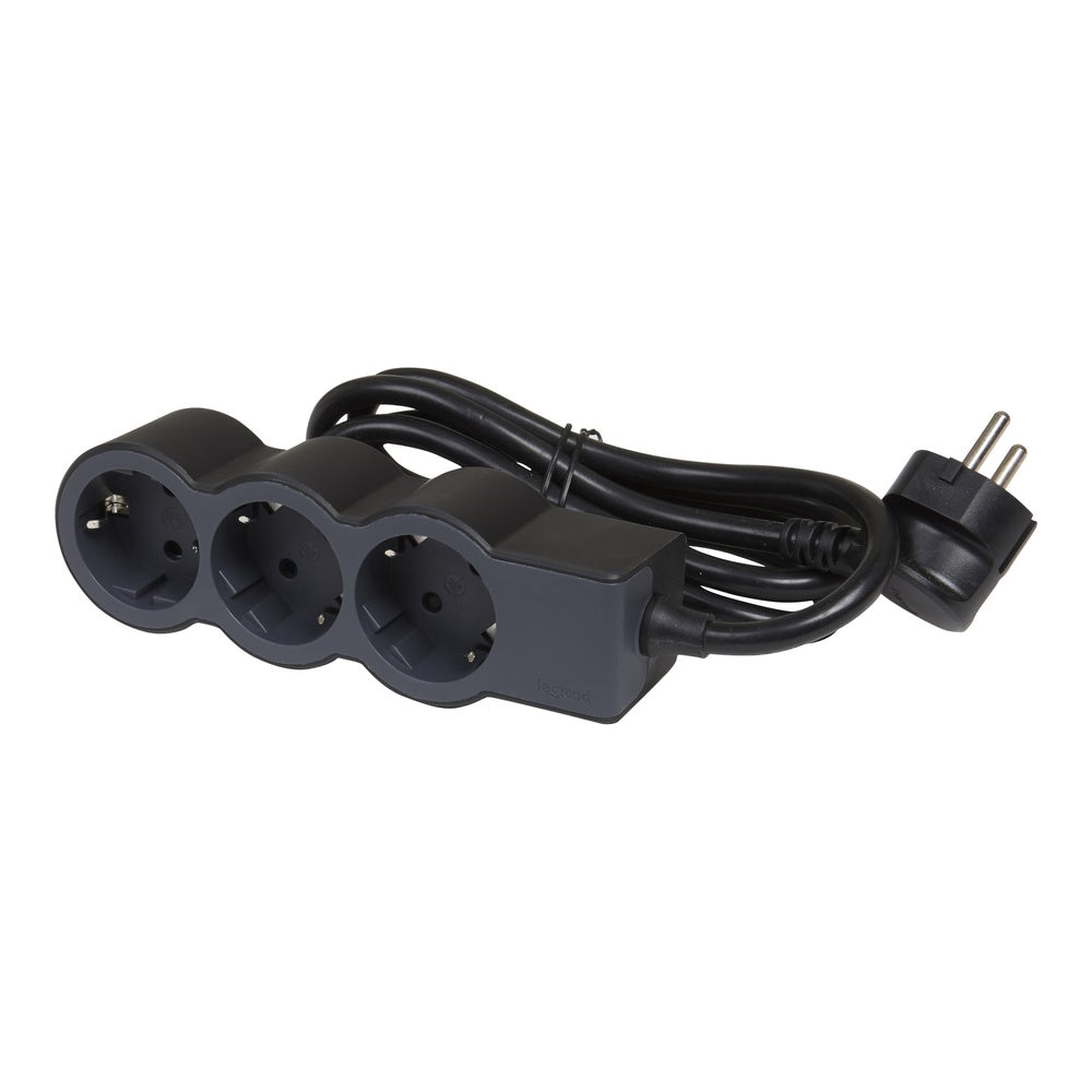 Legrand Standard Socket 3x2P+A 3M Cord - Black - 694560 [10 Pieces]