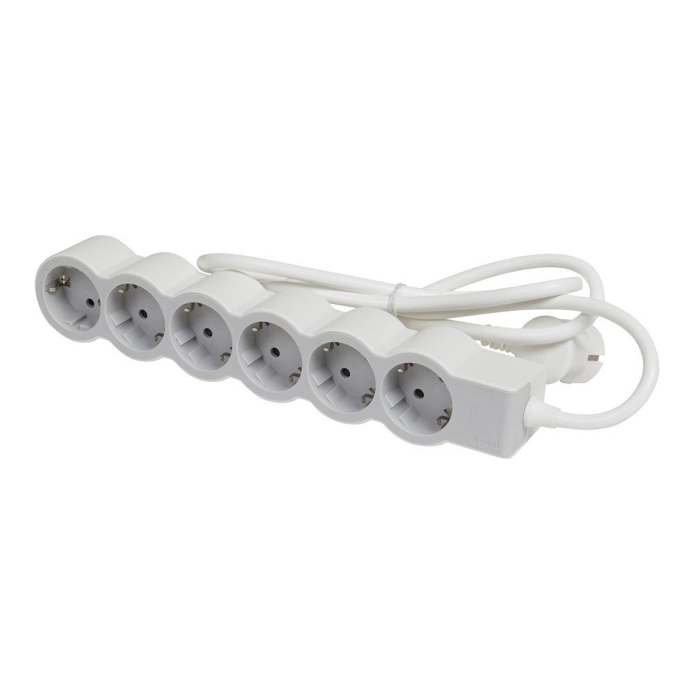 Legrand Standard Socket 6x2P+A 3m Cord - White Grey - 694565 [10 Pieces]
