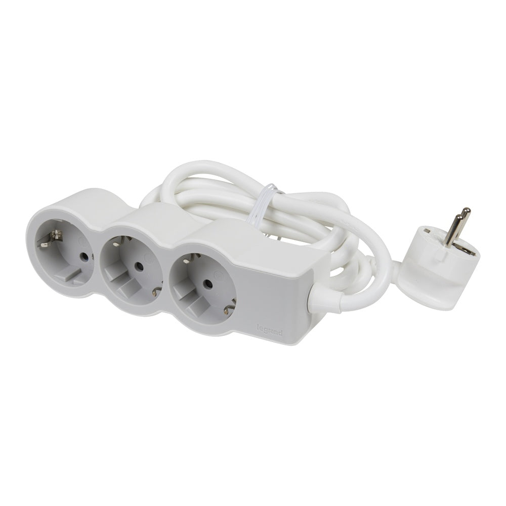 Legrand Standard Socket 3x2P+A 5m Cord White-Grey - 694567 [10 Pieces]