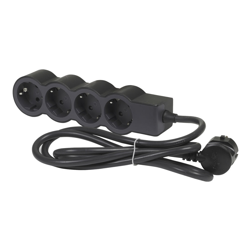 Legrand Standard Power Socket 4x2P+A 5M Cord Black - 694570 [10 Pieces]