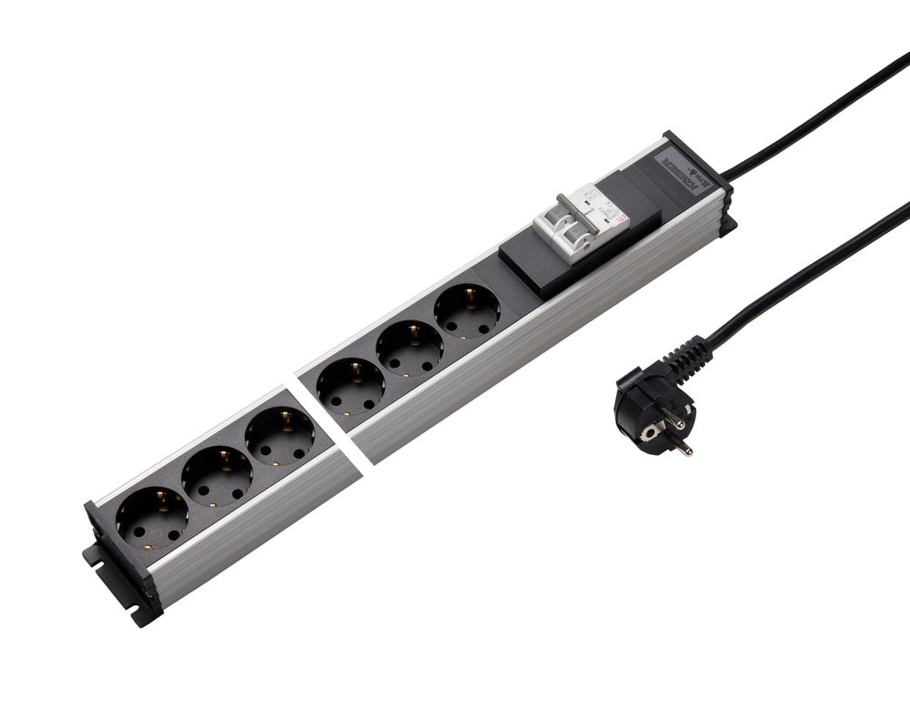 Martin Kaiser 6-Way Power Strip 45 Degree 16A Breaker 3M Cable - 1136ZL6/16L-SW3 [10 Pieces]