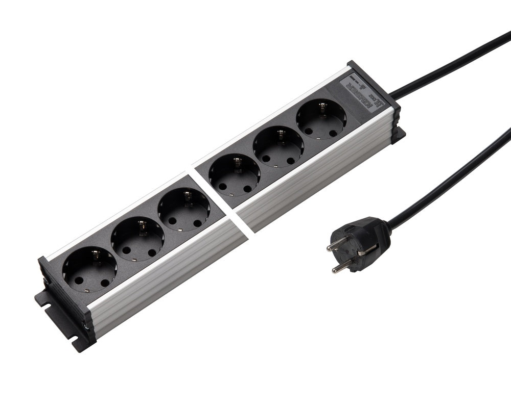 Martin Kaiser Aluminum Power Outlet Strip 12-Way 45 Degree 1.5m Cable - 1302KZL12SW15 [10 Pieces]