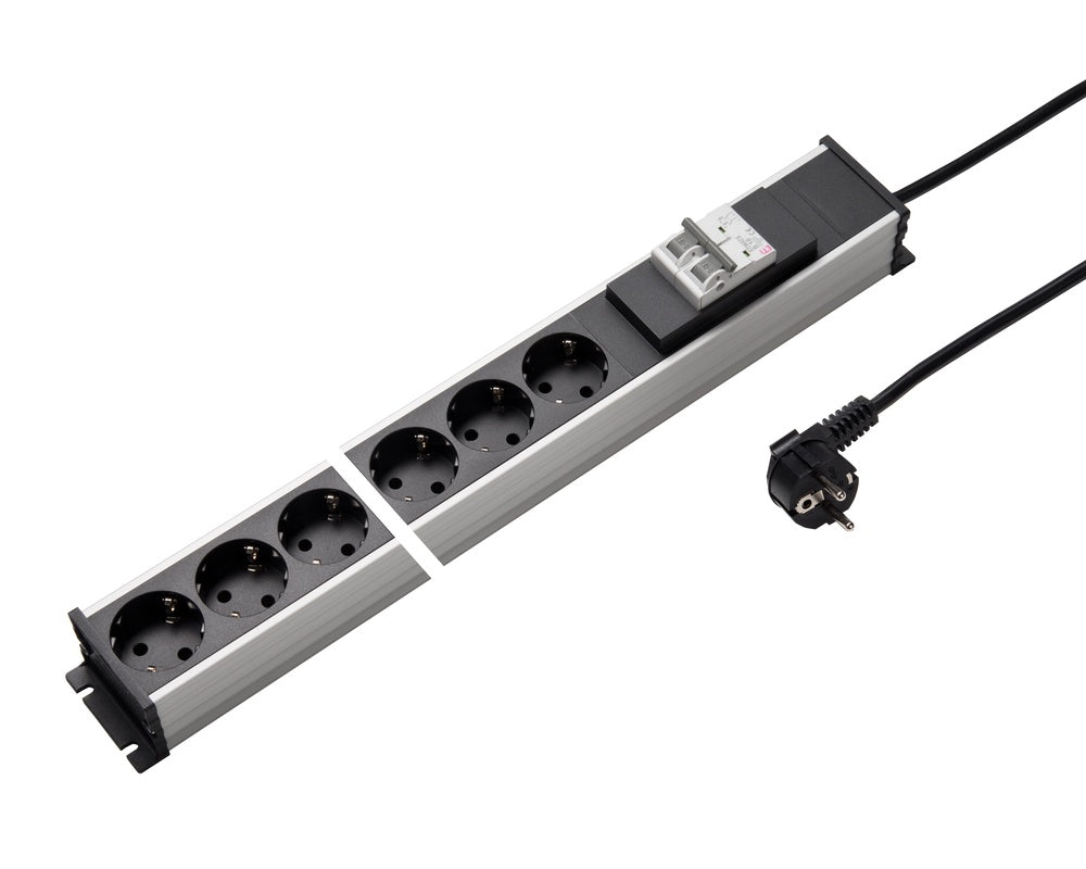 Martin Kaiser 6-Way Power Strip With 16A 2-Pole Circuit Breaker 3M Cable - 1336ZL6/16L-SW3 [10 Pièces]