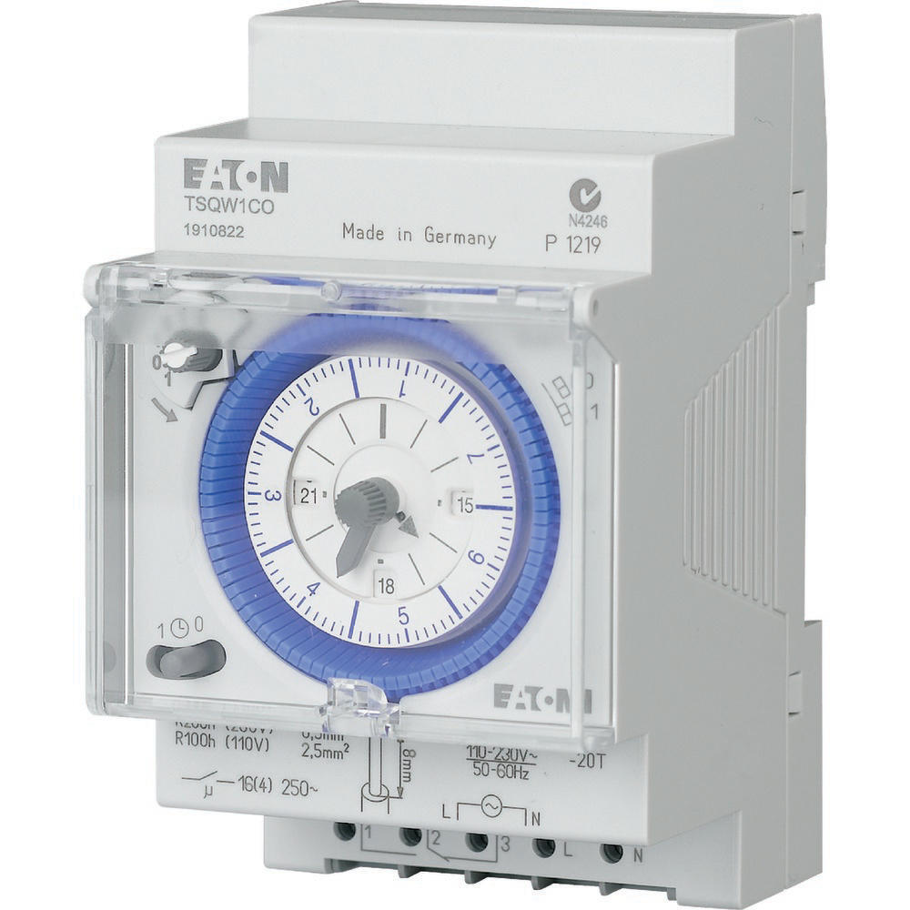 Eaton Horloge analogique 1 interrupteur hebdomadaire Quartz Rail DIN - 167392
