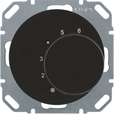 Hager Berker Thermostat noir brillant avec contact inverseur R1R3 - 20262045