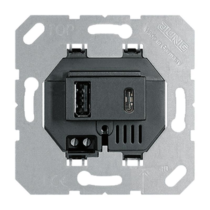 Jung Prise de charge USB Type A et C Noir - USB15CASW