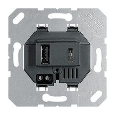 Jung Prise de charge USB Type A et C Noir - USB15CASW