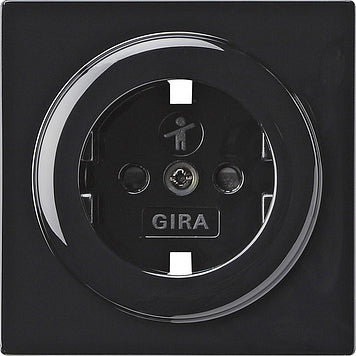 Gira S-Color Black Cover For Wall Socket With Earth And Shutter - 092147