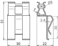 Dehnclip Reinforcement Clamp For 8mm 10mm Steel Bare - 308141 [2 pieces]
