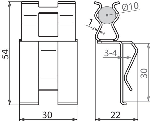 Dehn DC BK 10 FL30 STBLANK Pince de renforcement pour RD 10mm - 308142 [2 pièces]