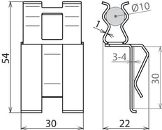 Dehn DC BK 10 FL30 STBLANK Pince de renforcement pour RD 10mm - 308142 [2 pièces]