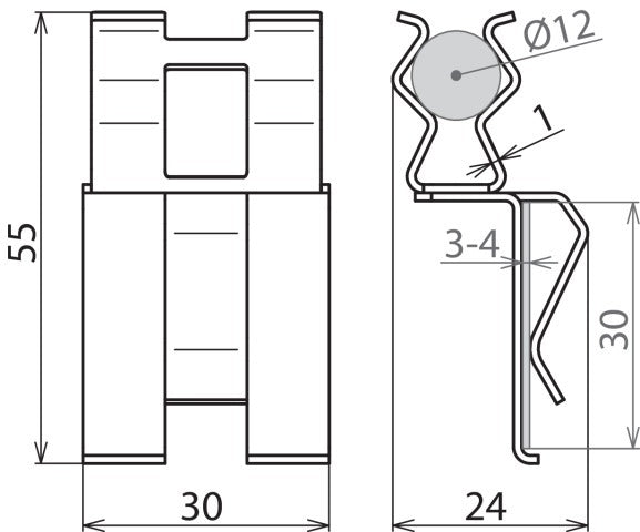 Dehn DC BK 12 FL30 STBLANK Pince de renforcement RD 12MM 10MM - 308143 [2 pièces]