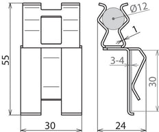 Dehn DC BK 12 FL30 STBLANK Pince de renforcement RD 12MM 10MM - 308143 [2 pièces]